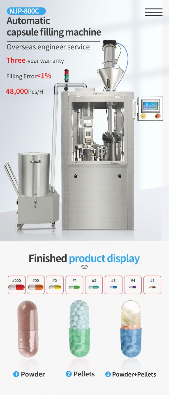Capsule Filling Machine Automatic Njp 800 High Speed Powder Pellet 0