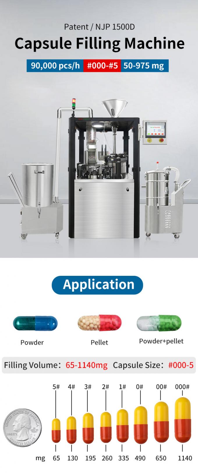 NJP 1500D Capsule Filling Machine For Automatic Fill Size 000 00 0 1 2 3 4 5 0