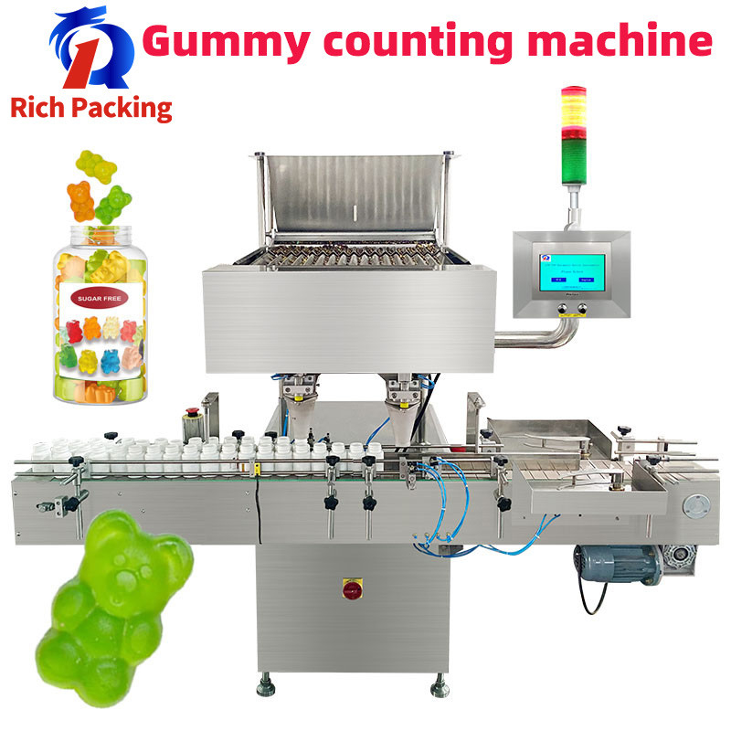 Gummy Bear Soft Candy Sweets Counter Counting Machine 80 Bottles/min Automatic